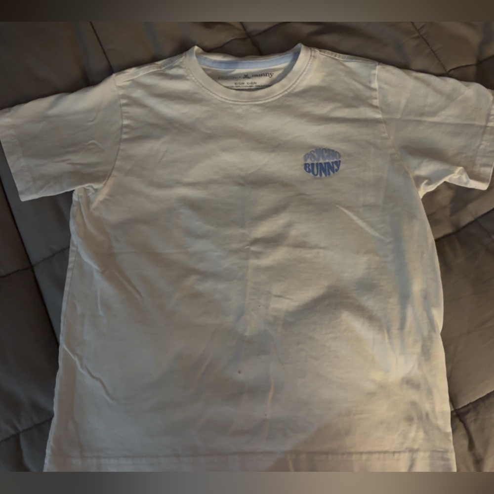 Psycho Bunny White Short Sleeve Tee with Blue Logo